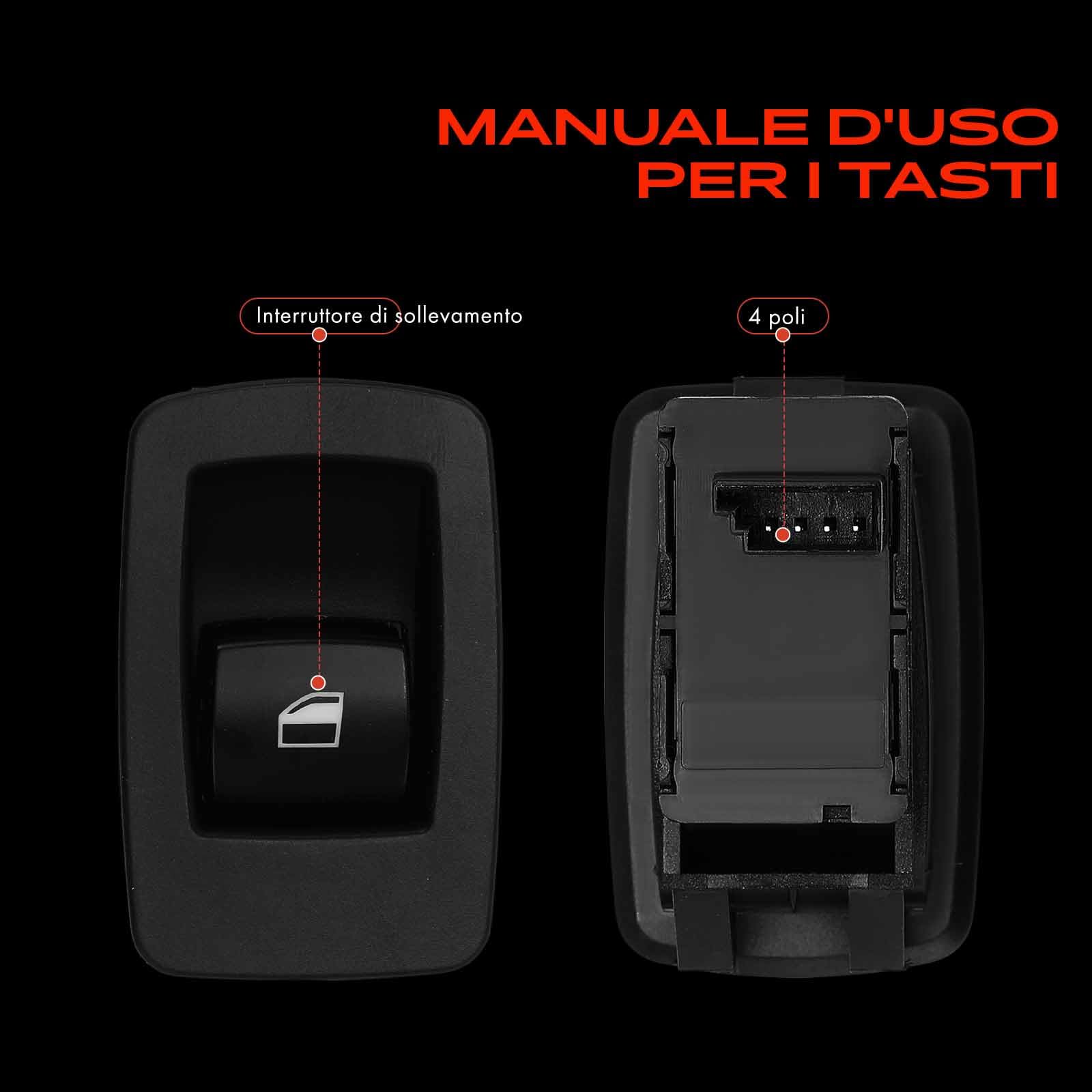 Frankberg Interruttore alzacristalli lato conducente 4-Poli Compatibile con X3 E83 Serie 5 Touring E61 Serie 5 E60 Replace# 61319113773