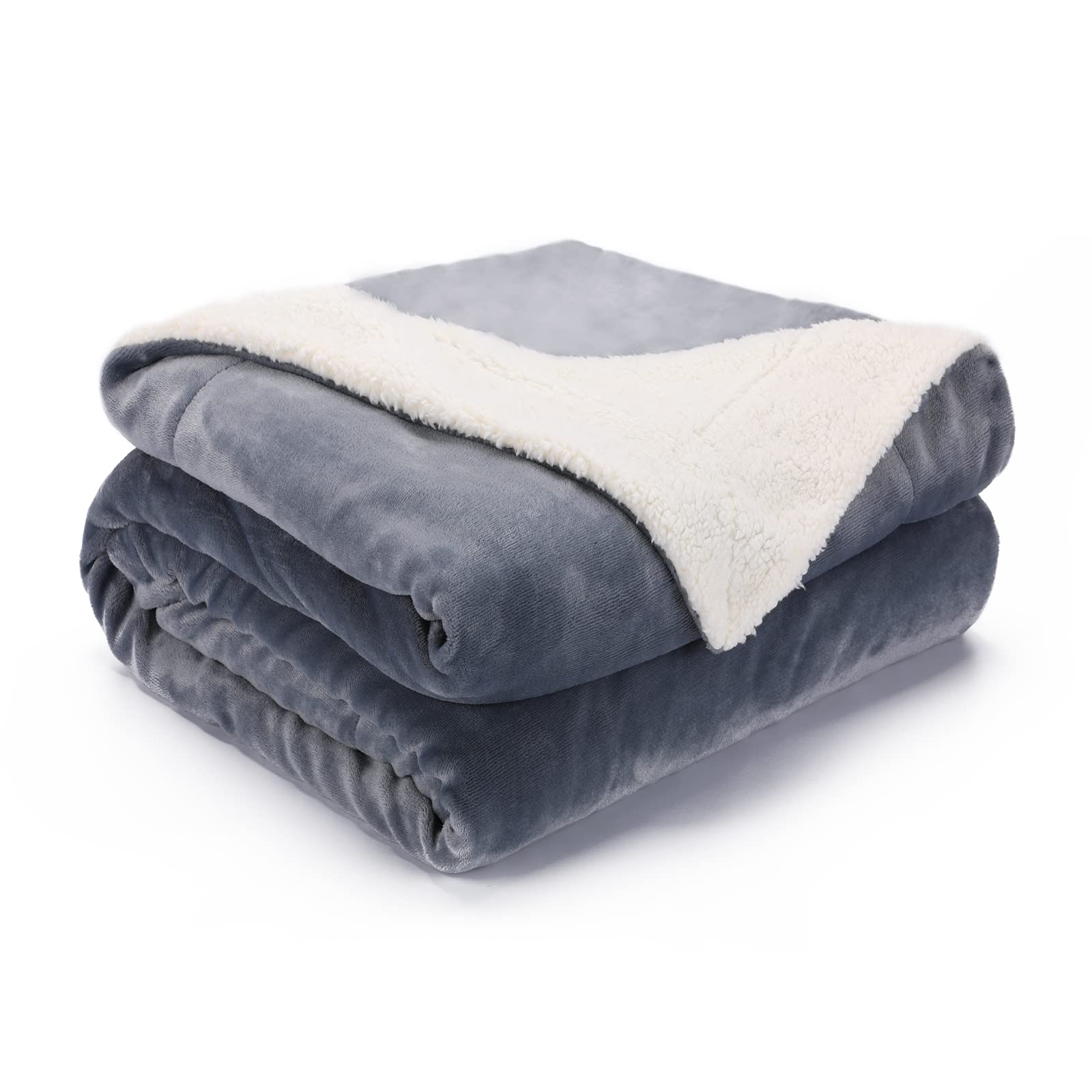 Sweetnight Couverture Sherpa 200x220 cm, Jeté de Canapé Gris, Plaid Fourrure Polaire Épaisse pour Hiver et Été, Chambre à Coucher, Lit