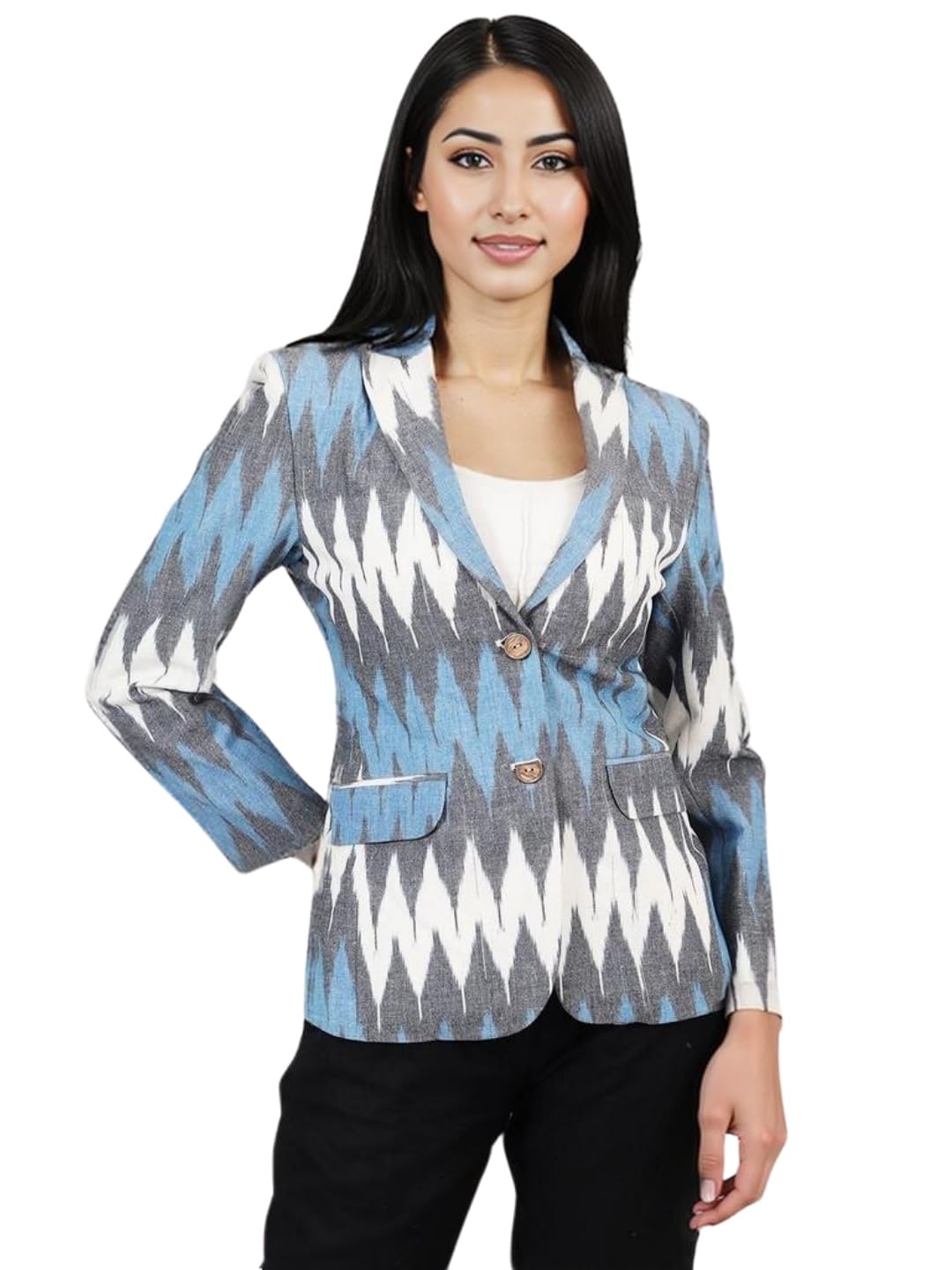 talethread Womens Ikat Multicolored Cotton Blazer-picture-40