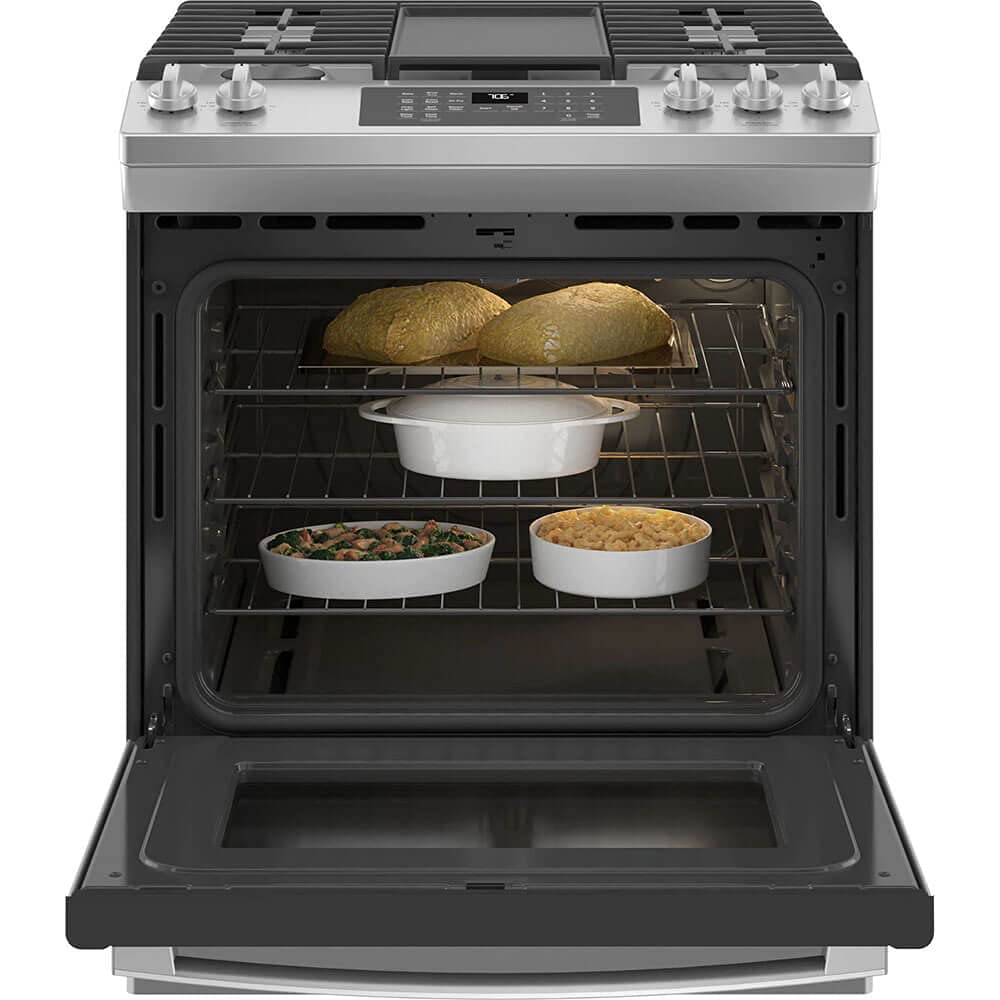 GE JGS760SPSS 30 Inch SlideIn Gas Range with 5 Sealed Burners, 5.3 Cu