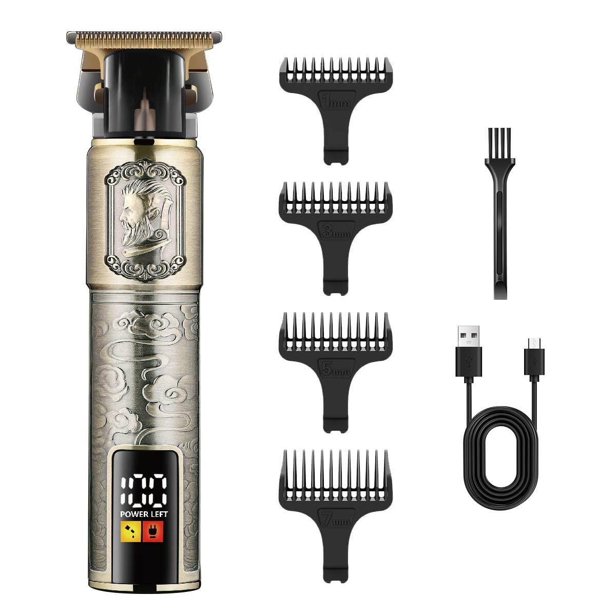 HATTEKER HT-6128 Professional Hair Trimmer, Zero Gap T-Blade Stainless Steel Blade, 1500mAh Rechargeable Battery, LED Display, USB Type-C Charging, 180 Minutes Runtime-image-28