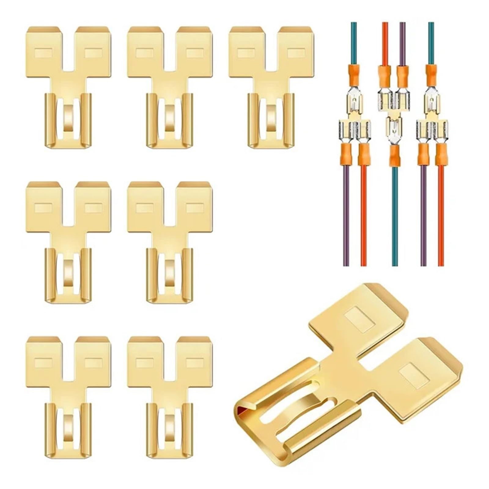 Connector Quick Disconnect Electrical Double Piggyback Spade Spade Connector Terminal Way Wire Double Piggyback(8pcs)