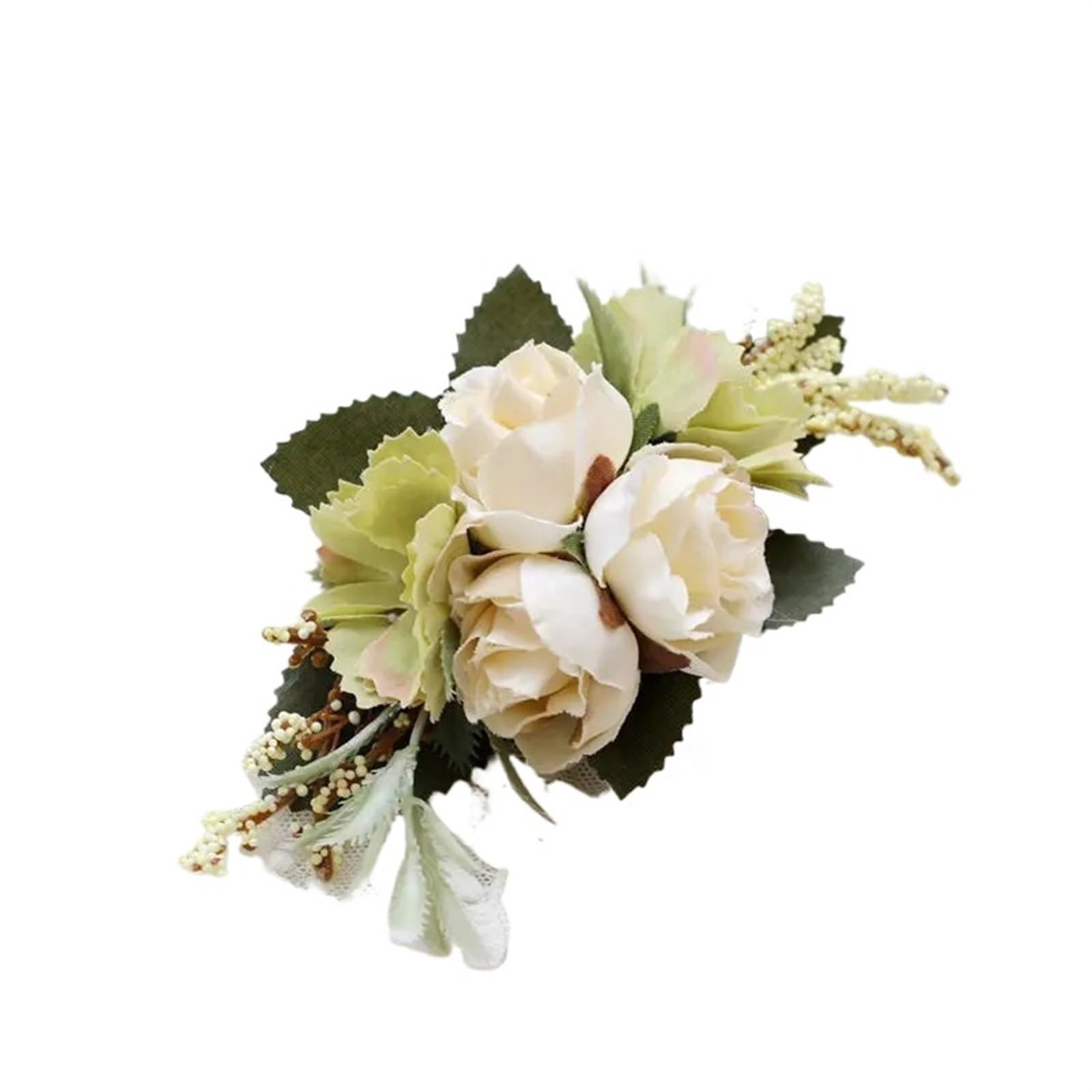 HIFRQVVC Rose Corsage Bracelet, Wedding Corsage Artificial Silk Rose Groom Boutonniere Wrist Flower Pin(A-wrist Flower)