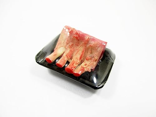 Casa de muñecas Alimentos en miniatura Costillas crudas Cerdo Carne Supermercado Alimentos Pack Bandeja 16721