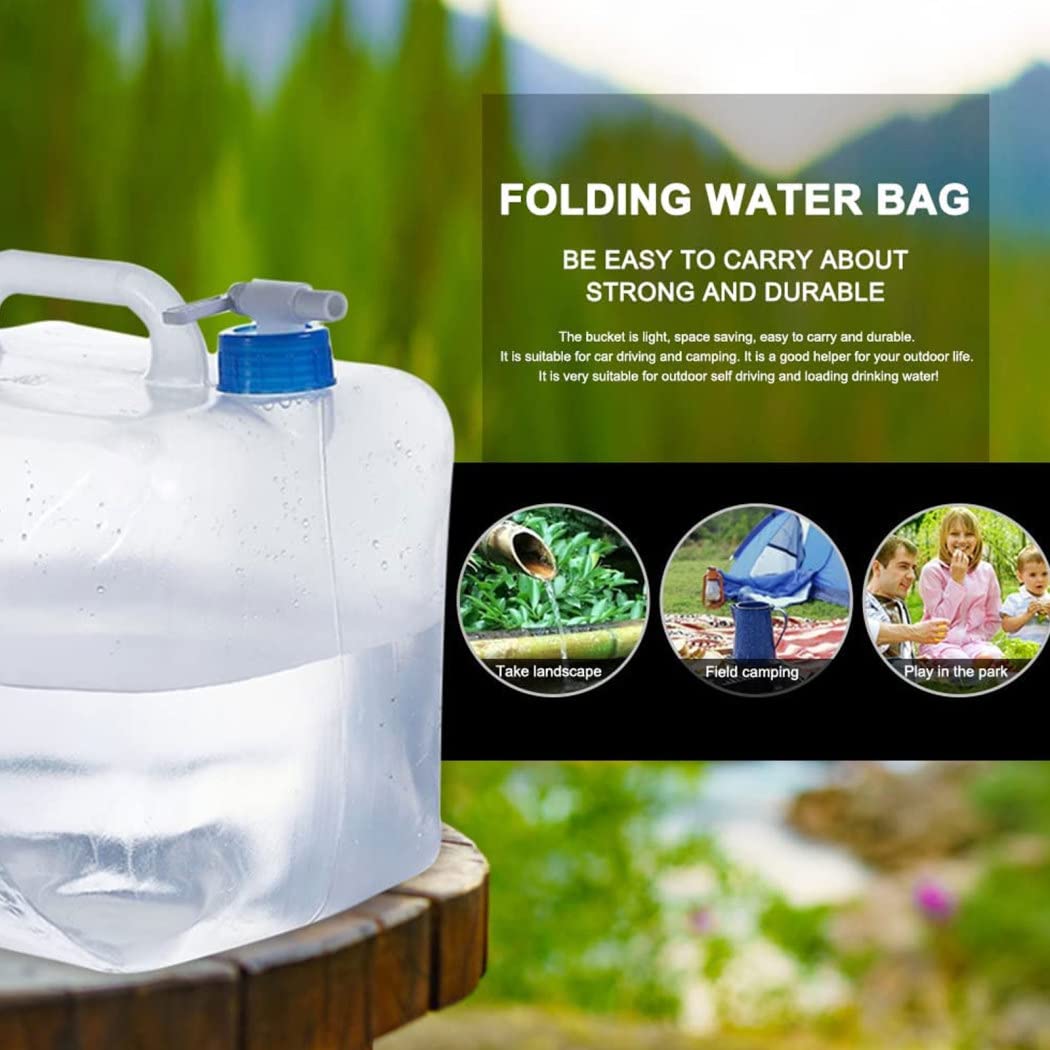 Wasserkanister mit Hahn, Zusammenklappbarer Wasserbehälter mit Großem Auslauf, Falt Wasserkanister Wasseraufbewahrungskanne Camping Wasserflasche für Wandern, Camping, Picknick, Reise