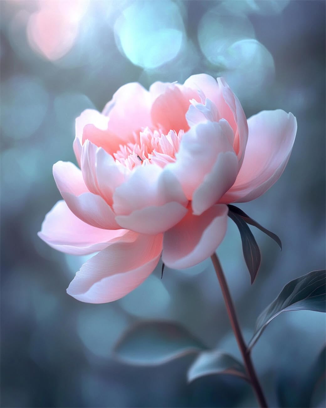 Rkflgew O Flowers 14Ct Cross-Stitch Kits Fantasy Pink Peony Preprinted Fabric Cross Stitch Diy Art Needlecrafts Embroidery Kits For Adults Beginners 40X50cm