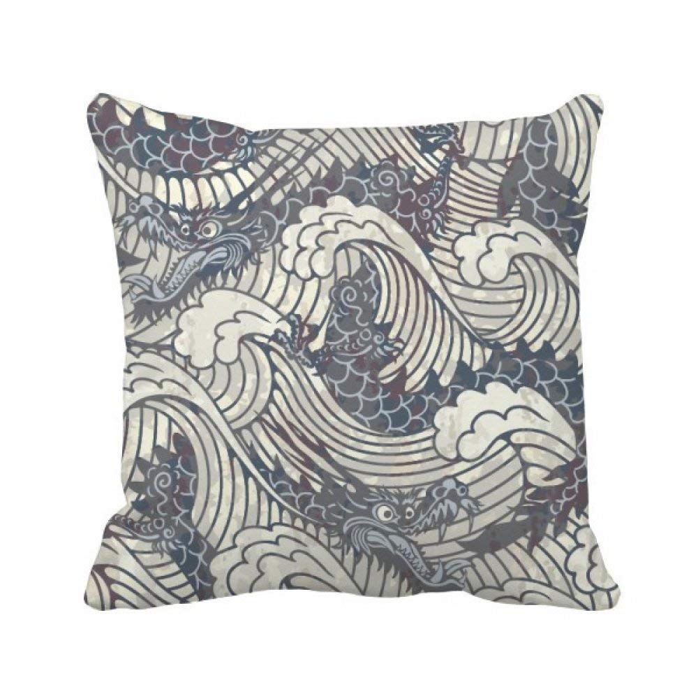 Cadeau coussin dragon bleu 40x40 cm déco maison
