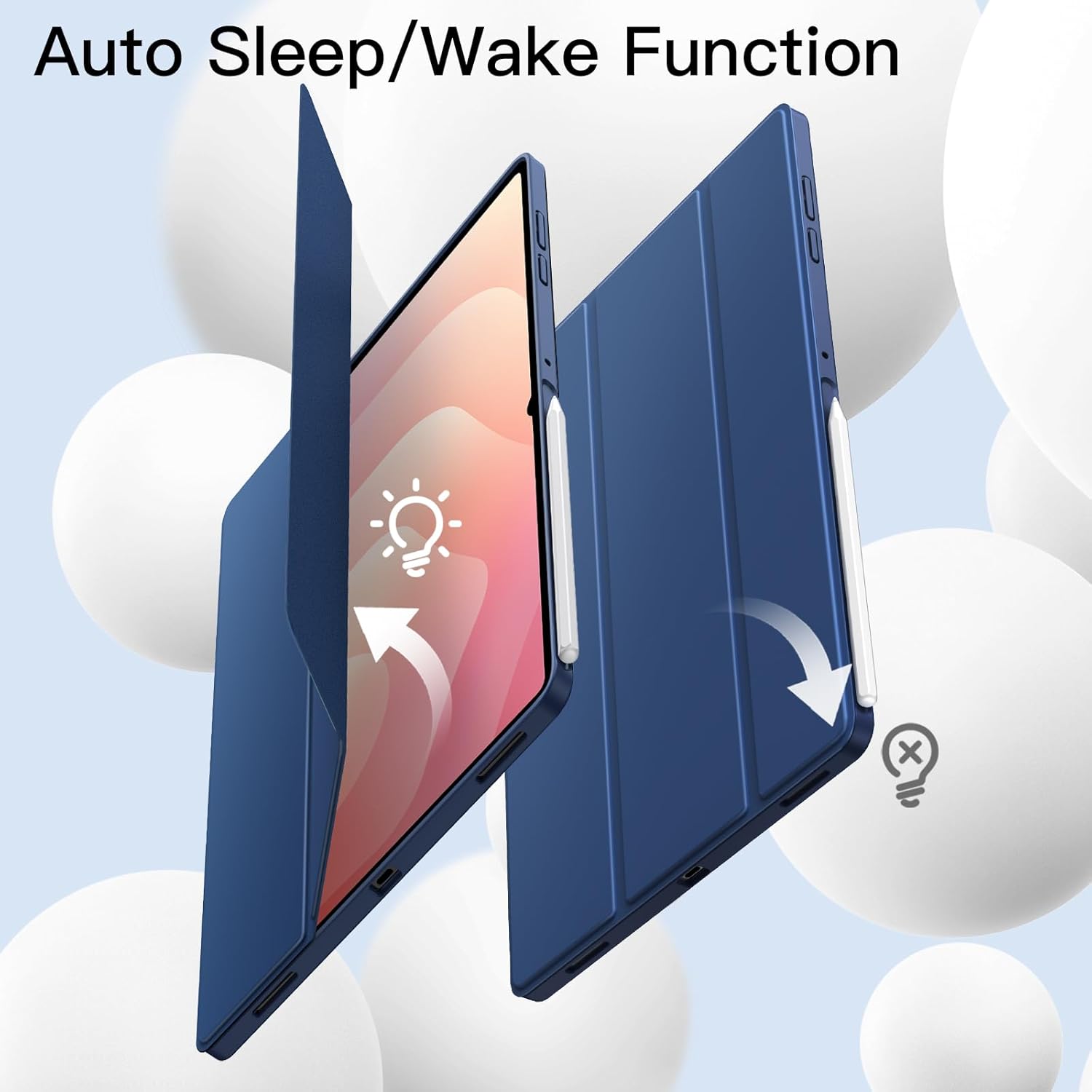 JETech Case for Samsung Galaxy Tab S11 Ultra with S Pen Holder, Soft TPU Tri-Fold Stand Protective Tablet Cover, Auto Wake/Sleep (Navy)