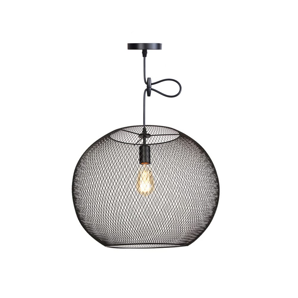 Hardwired Industrial Pendant Light,retro Wrought Iron Mesh Chandelier,for Living Room Bedroom Restaurant Cafe Teahouse Bar Dining Room Club（E27）, D-0300