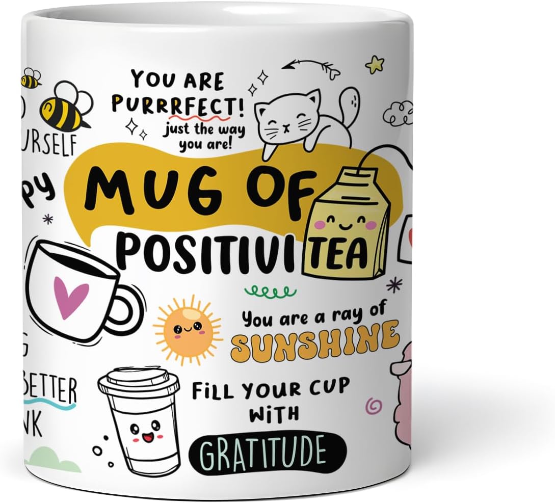 GogirgitDaily Affirmation & Motivation Mug Ceramic White Coffee Mug Collection, Gift for Positivity & Encouragement, 330ml, Microwave Safe, Set of 1 (Positivi-Tea)