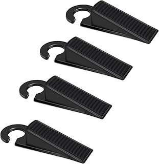 Door Stoppers, 4 Pack Premium Rubber Door Stoppers Wedge, Door Stops for Carpet Heavy Duty Door, Door Stoppers for Bottom of Door on Tile, Concrete, Carpet, Wooden Floor (Black) (Black)