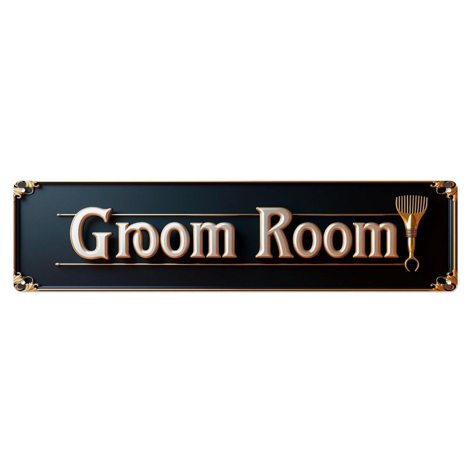 Groom Room Sign With Comb Metal Tin Sign Plaque