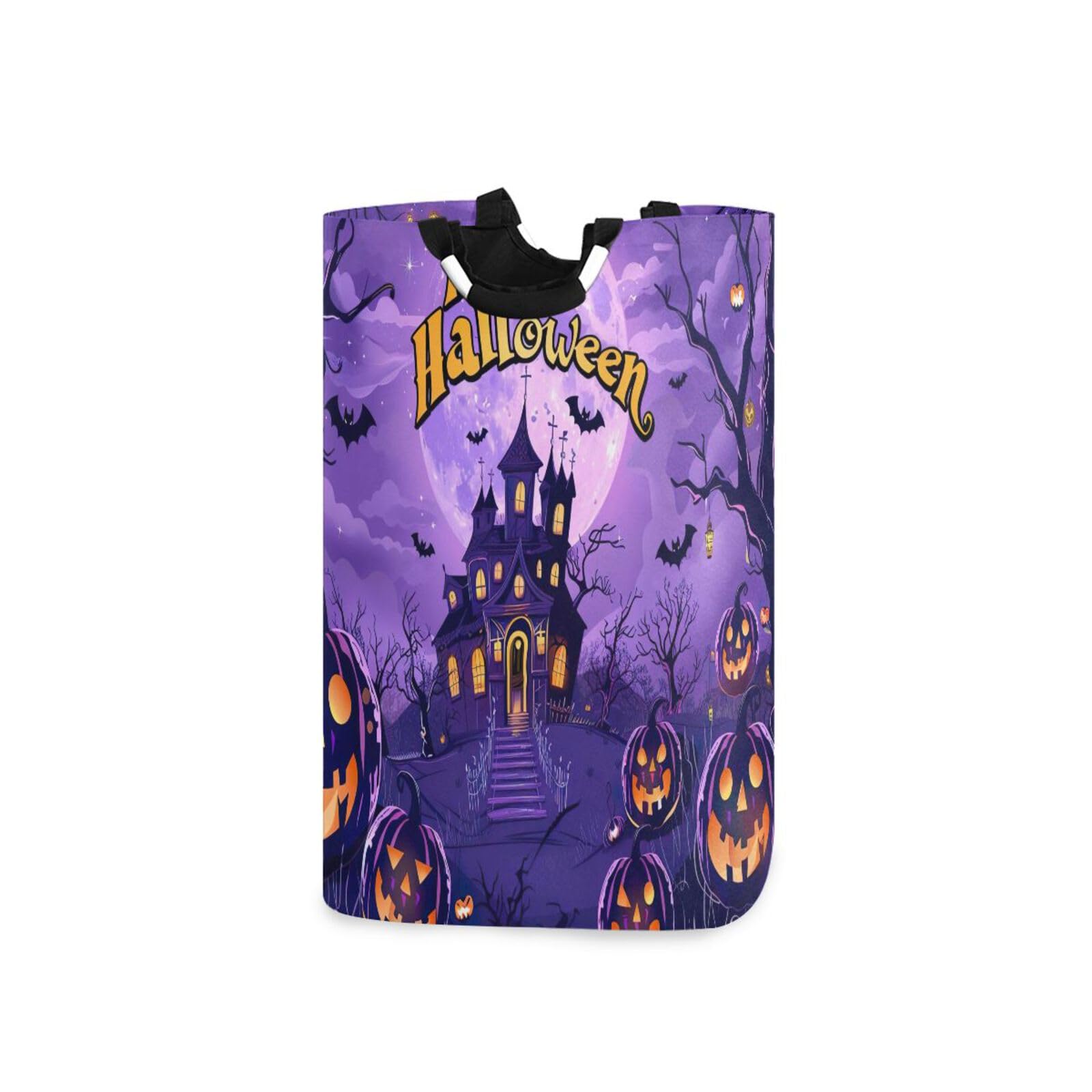 Jihqo Laundry Hamper Basket Halloween Night Collapsible Nursery Storage Bin Waterproof Clothing Baskets for Home Bedroom Bathroom Washing Room