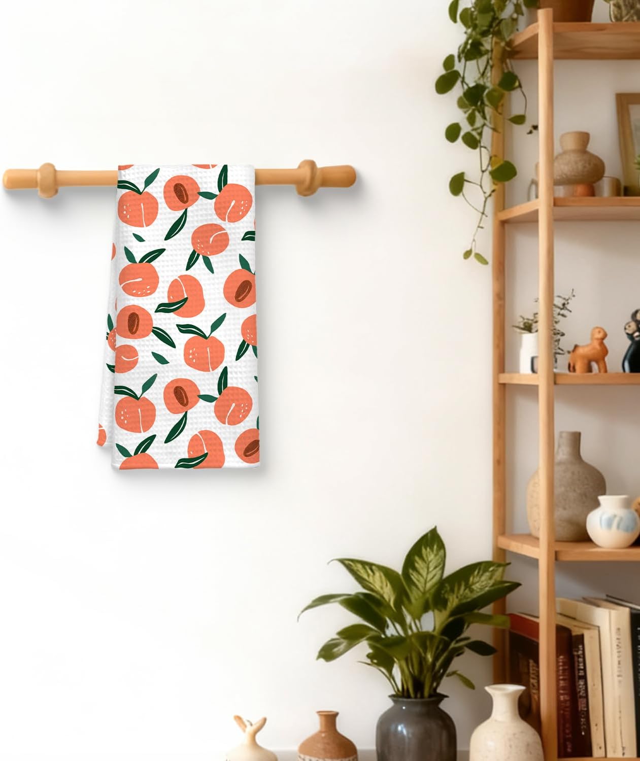 Peach Decor Kitchen Towel, Peach Hand Towel Dish Towel for Kitchen Bathroom Decor, Fruit Lover Gifts, 16x24 Inches - Image 2