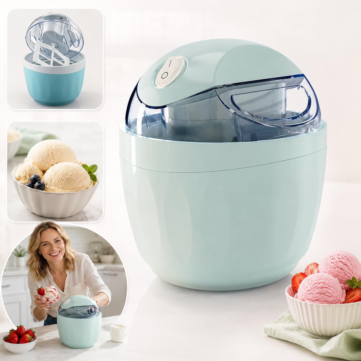 Pequeña máquina de helados para el hogar, máquina eléctrica de helados con