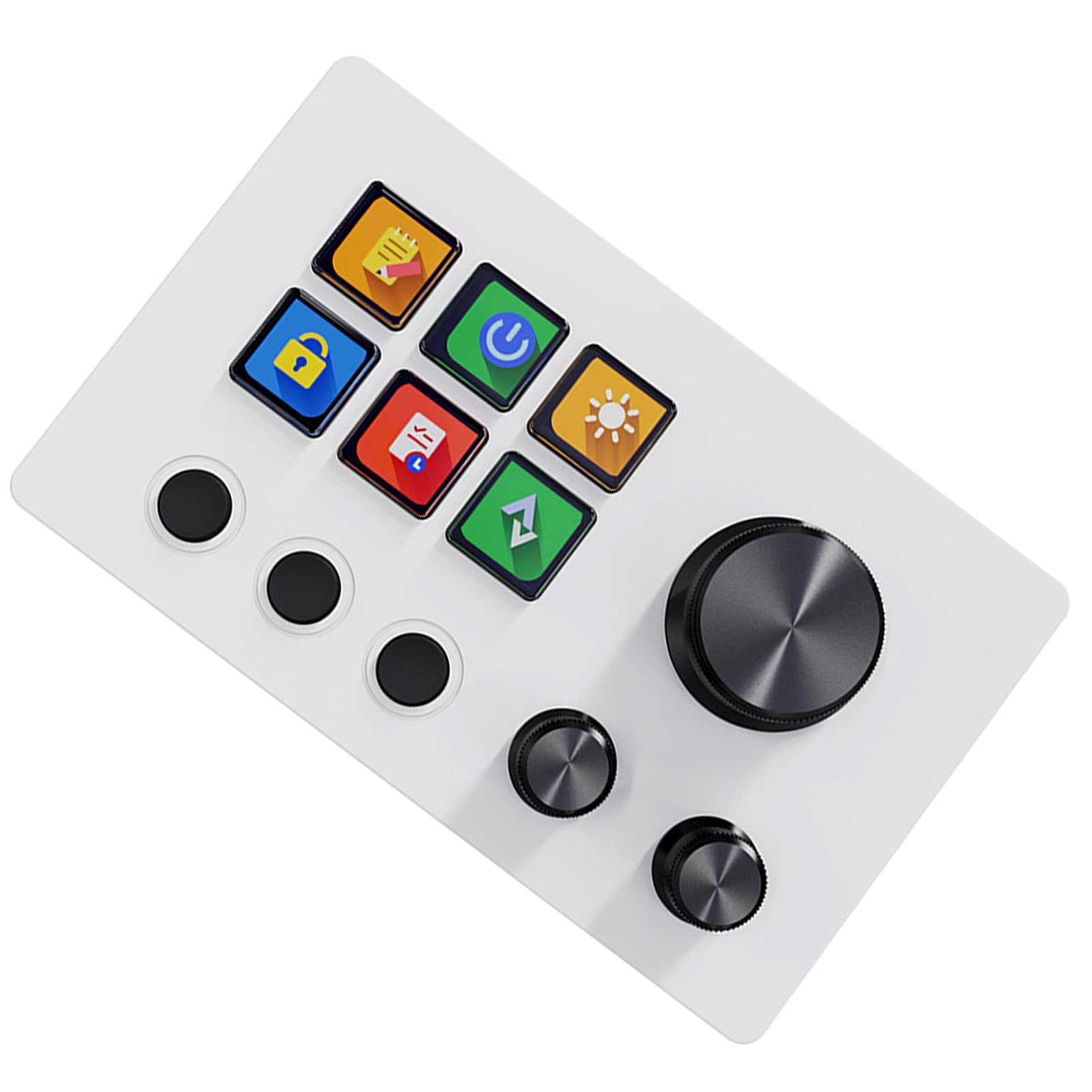 Asixxsix Controller Streaming Deck, 6 Tasti LCD Personalizzati, 3 Manopole, 3 Pulsanti di Scena, Attiva Azioni Nelle App con Personalizzazione Visiva, per Streamer, Giochi (WHITE)