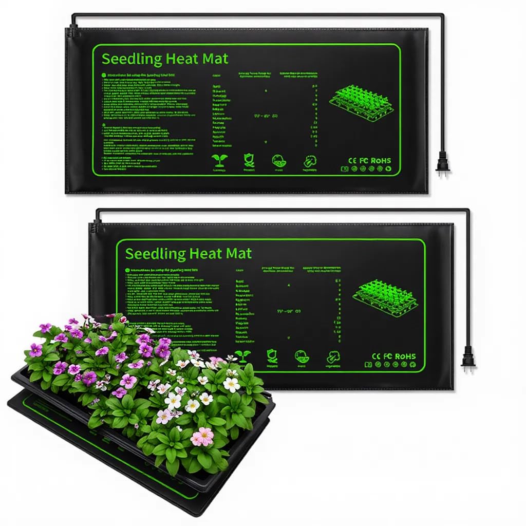 Photo 1 of RooTrimmer 2 Pack Graphene Plant Heating Mat for 1020 Seedling Trays, 20W Waterproof Heating Pads for Seeds Germination and Microgreen Trays Thick and Reusable Gardening Gifts