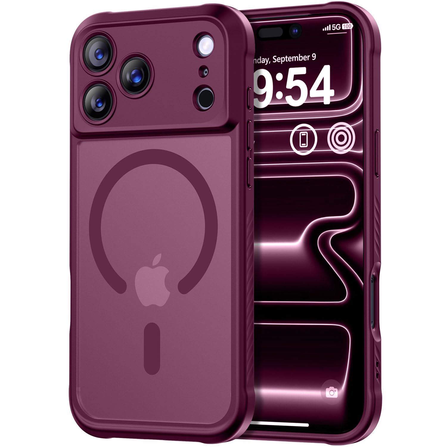 Photo 1 of Thomo Magnetic for iPhone 17 Pro Max Case, [Compatible with Magsafe] [Full Camera Protection] Translucent Matte Military Grade Shockproof with Anti-Fingerprint Phone Cover 2025, Wine Red