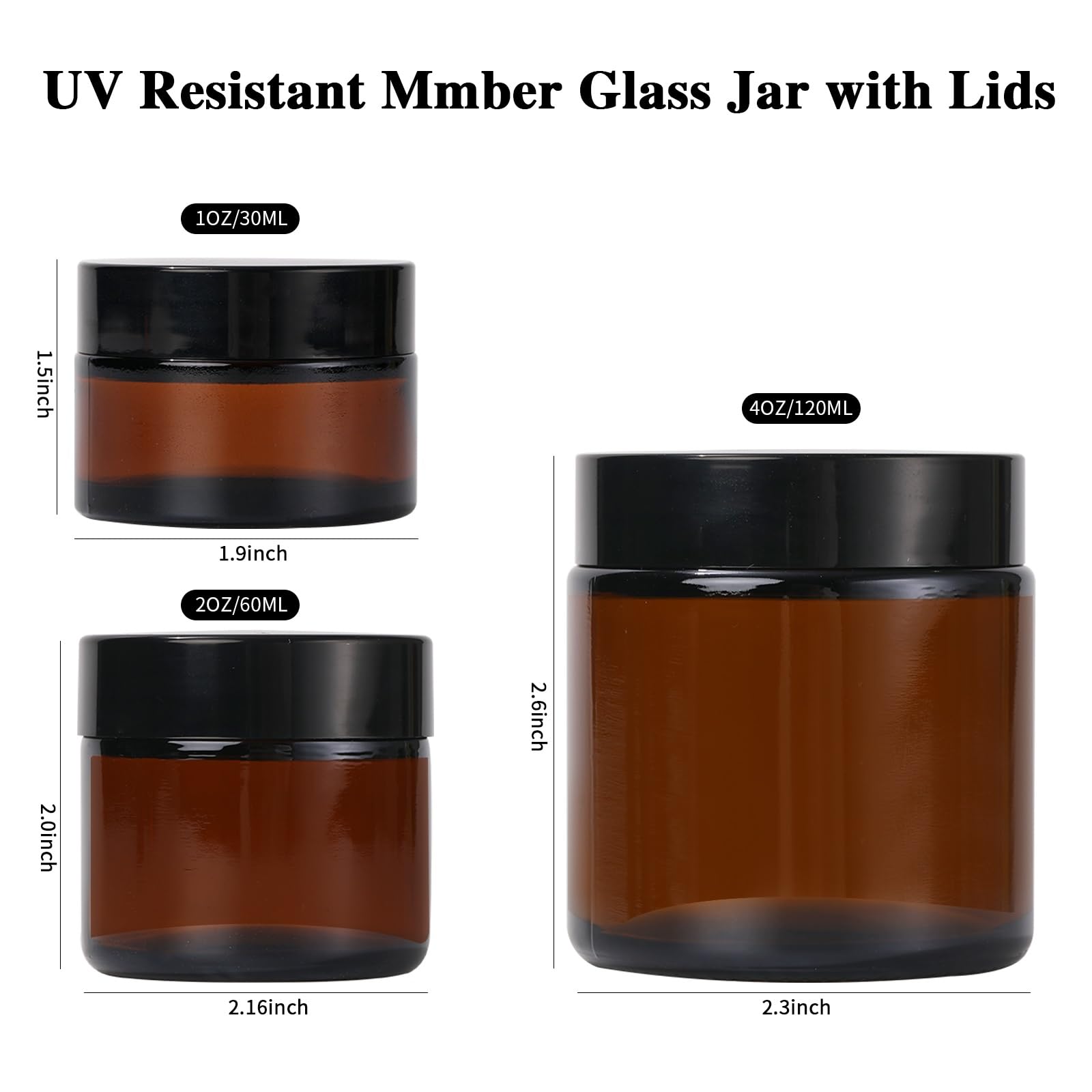 ZIYIZE Amber Glass Jars with Lids, 4 Pack 1oz Small Glass Jars with Inner Liners, 30 ml Reusable Empty Round Cosmetic Container for Creams, Lotion, Cosmetic, Spice, Powder