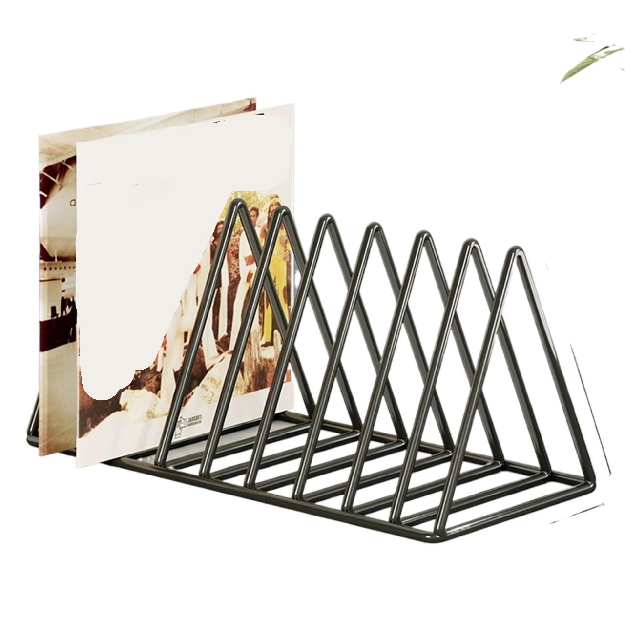 MHbdfsxz Vinyl Record Storage Holder 9 Slot Metal Vinyl Record Holder Triangle Magazine Album Display Rack For Home Office Music Room