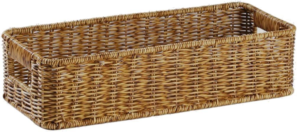 Cabilock Rattan Serving Tray,Rattan Utensil Holder,Woven Storage Basket, 13x6inch Boho Organization And Storage Container For Cans, Books, Toilet Paper Suitable For Any Home Décor Style.