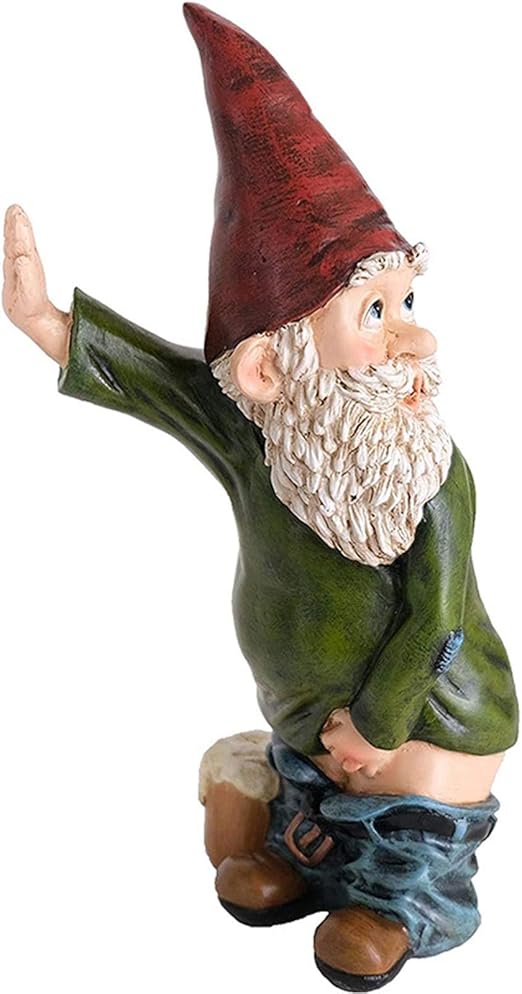 Umifica Gnome Pants Down,Peeing Naughty Garden Gnome Statue Garden