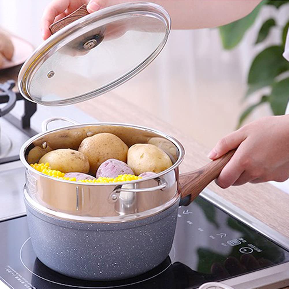 Inserto Vapore Forato, Cestello per Cottura, Cestello Cuocere Verdure Vapore, Piroscafo Acciaio Inox 21.7-22 cm cm, Diametro Interno 22 cm, con Maniglia, per Frutti Mare, Verdure