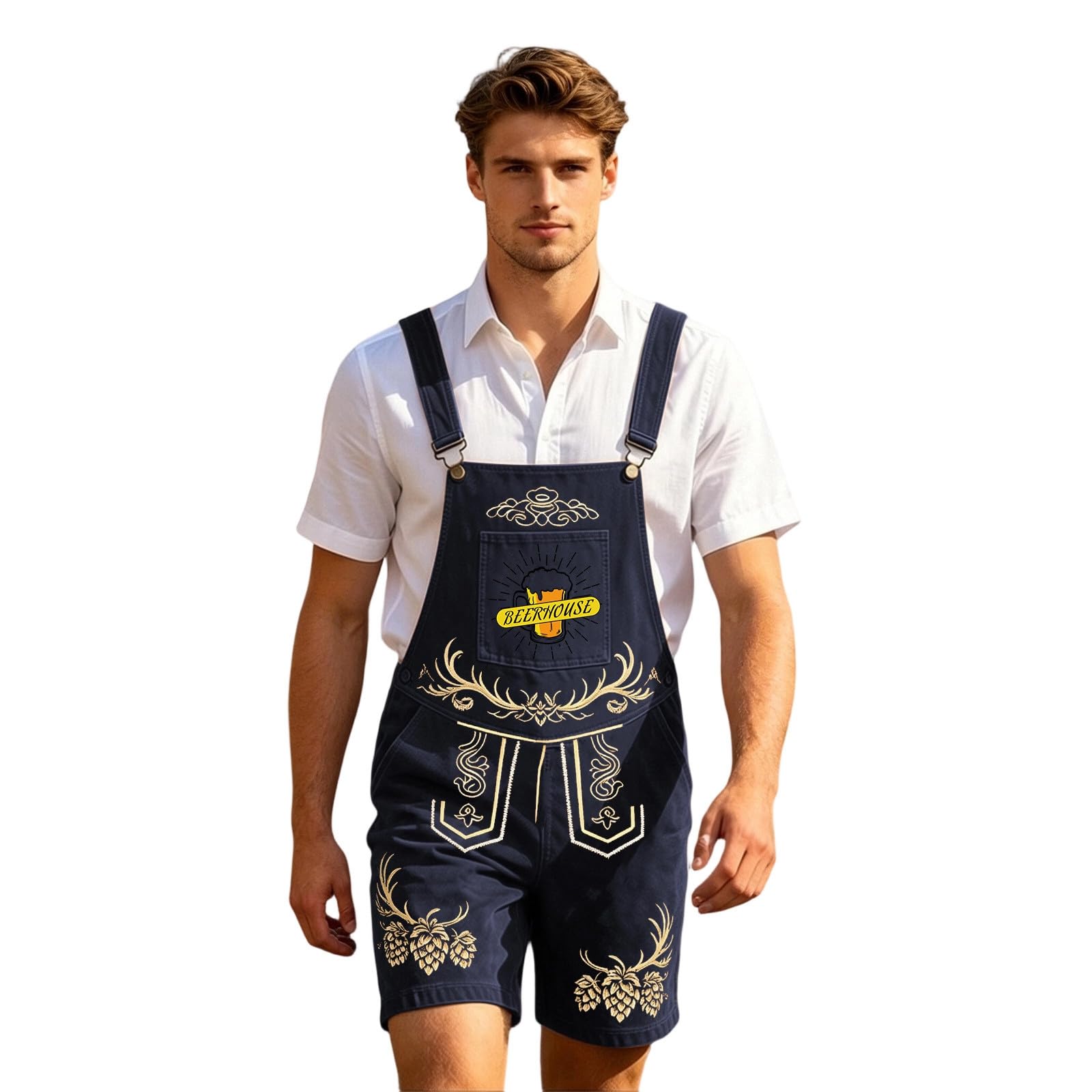 Pantalones de peto para hombre de encaje translúcido y suave ropa casual 5