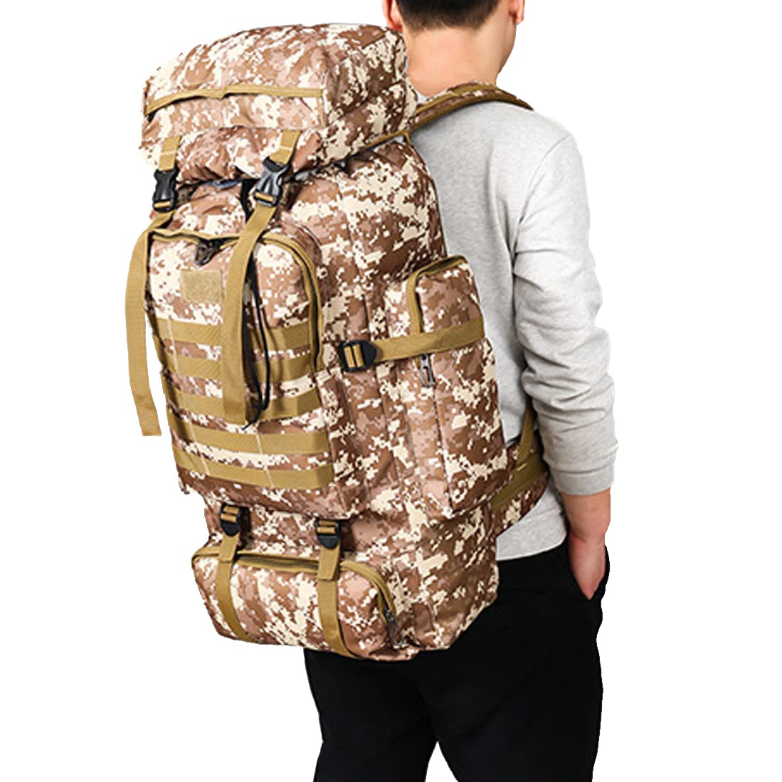Sac à dos tactique militaire 80L sac d'assaut de l'armée de grande capacité sac à dos d'activité de plein air…