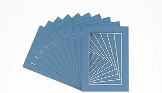 CountryArtHouse Steel Blue Acid Free 12x16 Picture Frame Mats with White Core Bevel Cut for 8x10 Pictures - Fits 12x16 Frame - Pack of 10 Mats