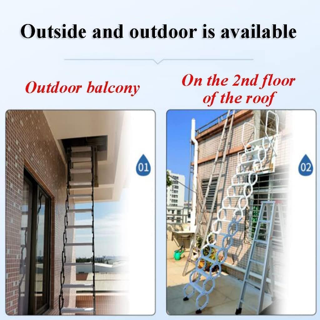 Attic Ladder Aluminum Telescopic Loft Ladder Wall Mount Attic Stairs Foldable Pull Down Attic Ladder for Indoor and Outdoor Hidden Ladder