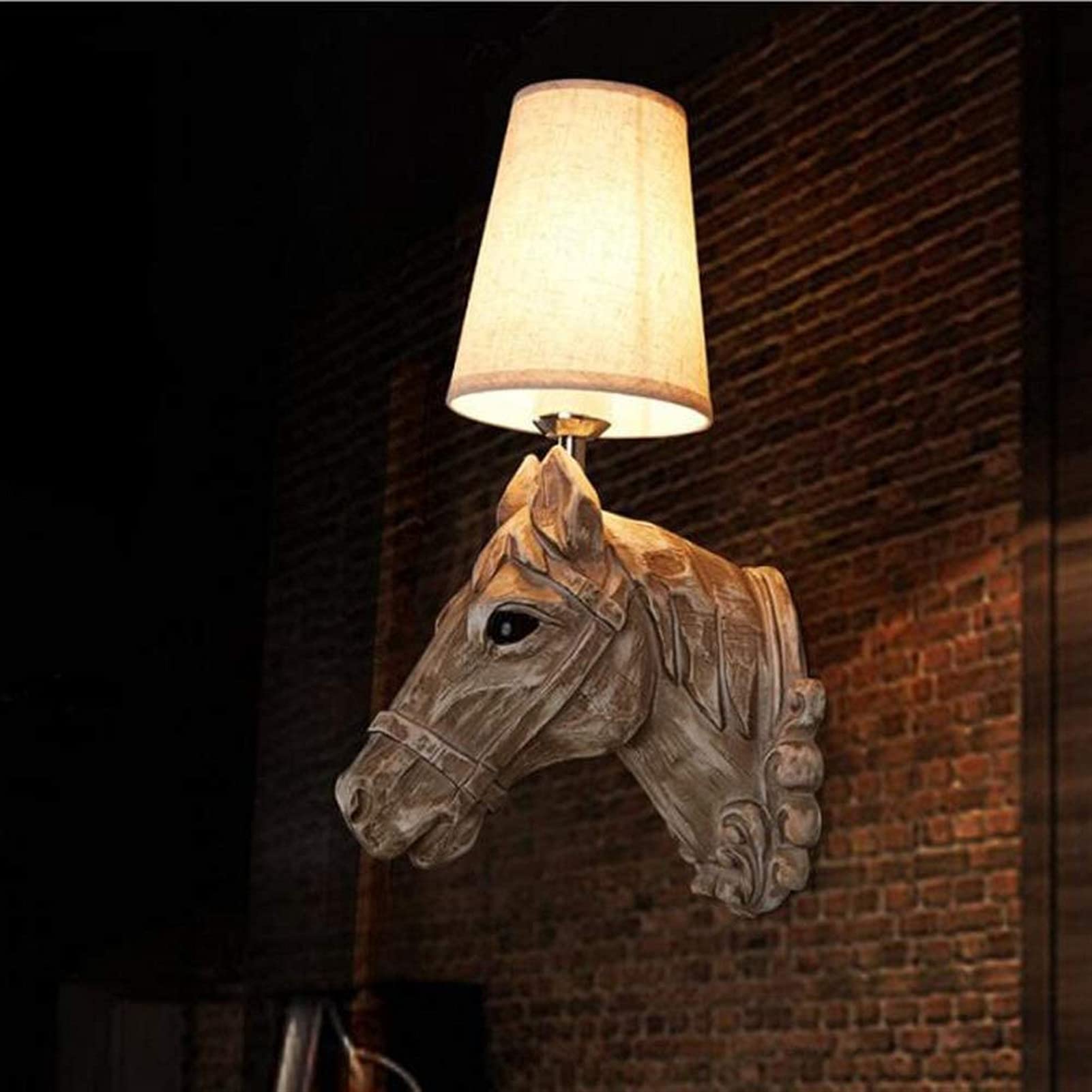 Cabeza De Caballo Blanco Lámpara De Pared De Resina Cabeza De Animal Lámpara De Pared Dormitorio Aplique De Pared Sala De Estar Restaurante Bar Pasillo Iluminación Decoración