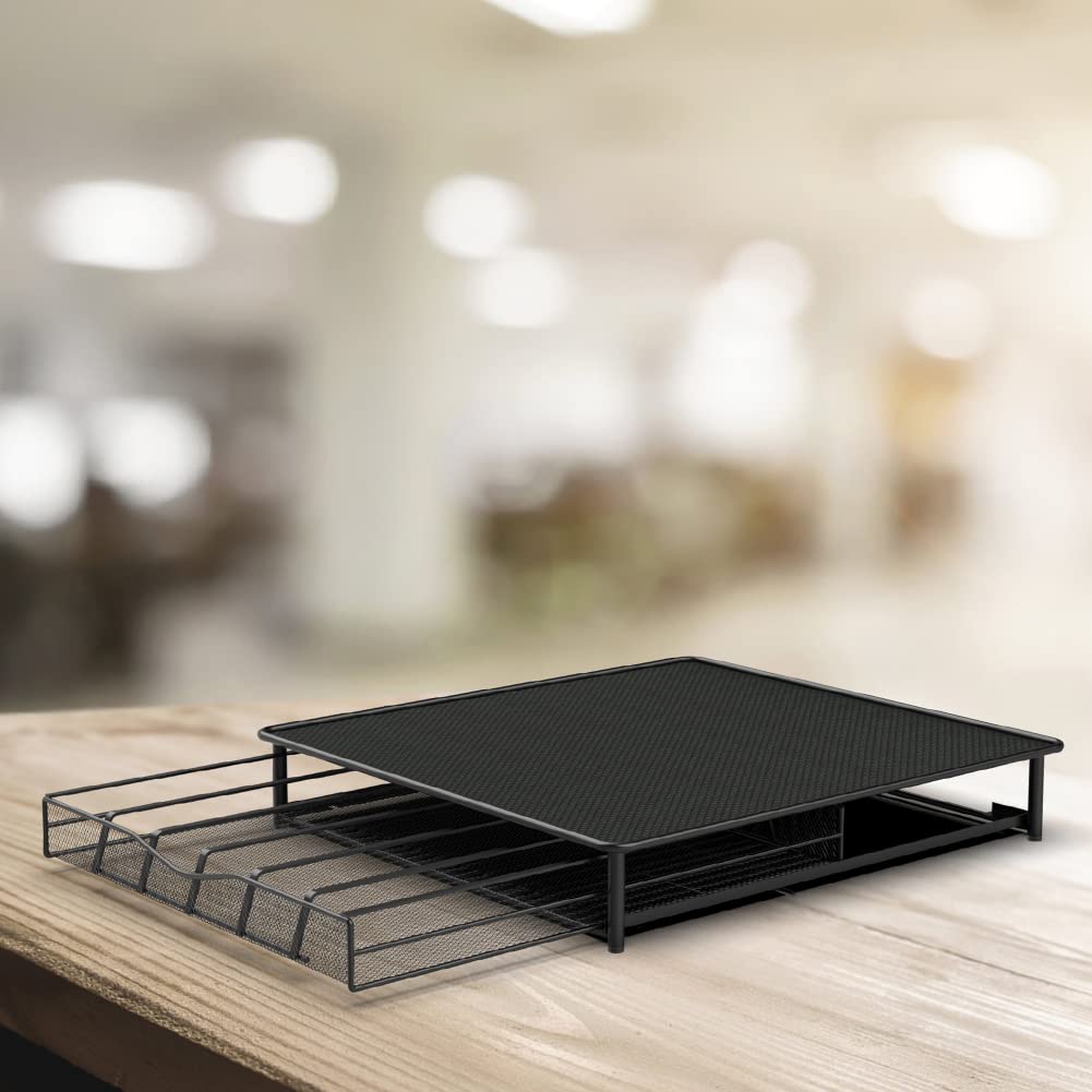 Cassetto per Capsule di Caffè Nespresso e Dolce Gusto - Portaoggetti con Capacità 36 Pezzi - Nero, 39 x 35 x 7,5 cm