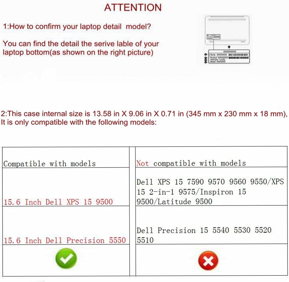 LiuShan 2 in 1 Protective Case Cover Sleeve + Portable Bag for 15.6" Dell XPS 15 9500 9510 9520/Dell Precision 5550 5560 5570 Laptop [Not fit Dell XPS 15 9570 9560 9550/XPS 15 2-in-1 9575],Black