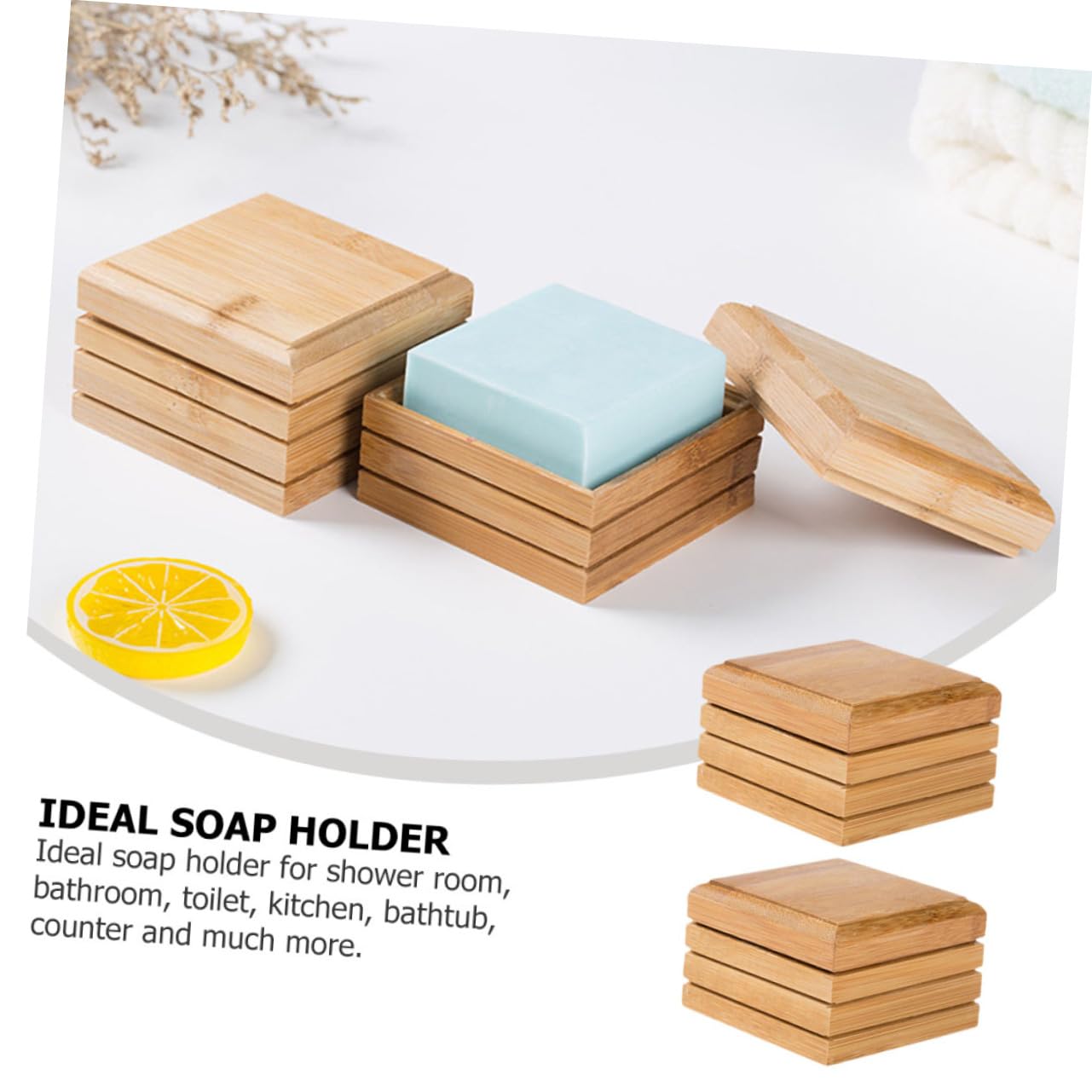 4piezas Jabonera De Bambú Diseño Único Soporte para Jabón Ecológico para Baño y Cocina Mantiene El Jabón Limpio y Seco Accesorio Práctico y Ligero