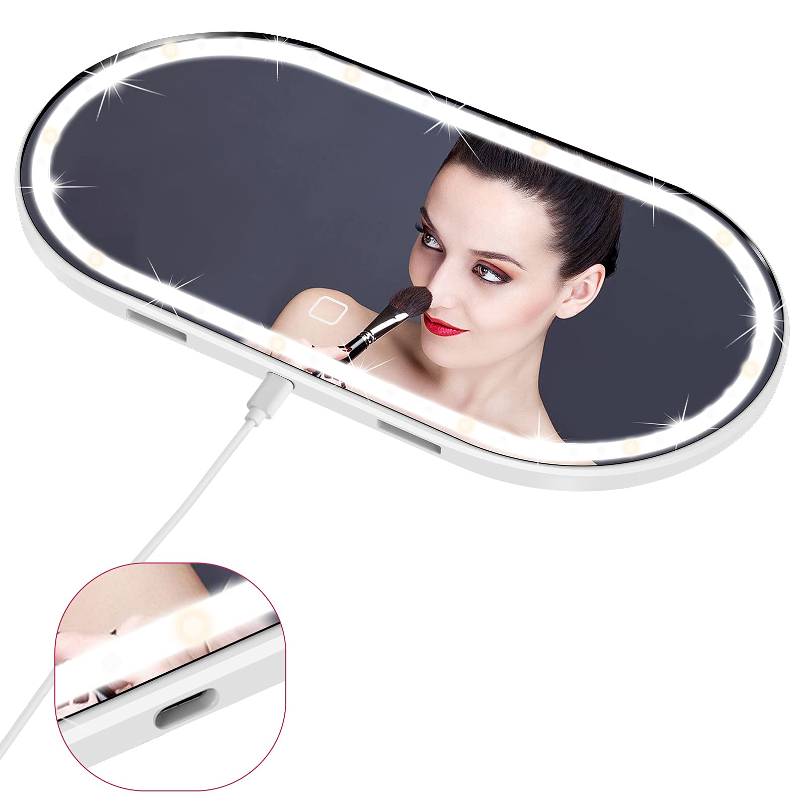 Buy Car Visor Vanity Mirror, Rechargeable Car Makeup LED Mirror, 3
