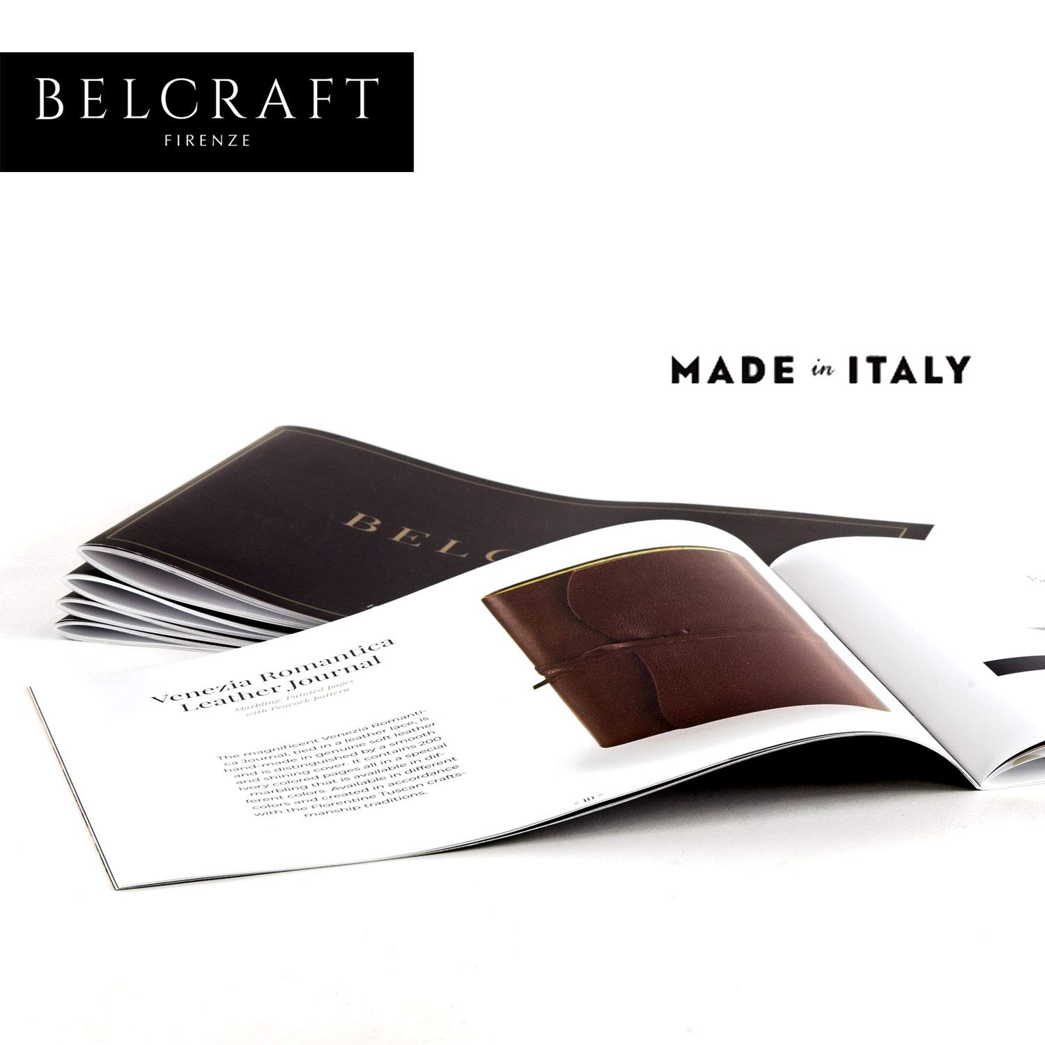 Belcraft Venezia Romantica Diario/Taccuino in Pelle, Regalo Uomo, Regalo Laurea, Regalo Papà, Regalo Compleanno, Realizzato a mano da Artigiani Toscani, Include Scatola Regalo, A5 (15x21 cm) Marrone
