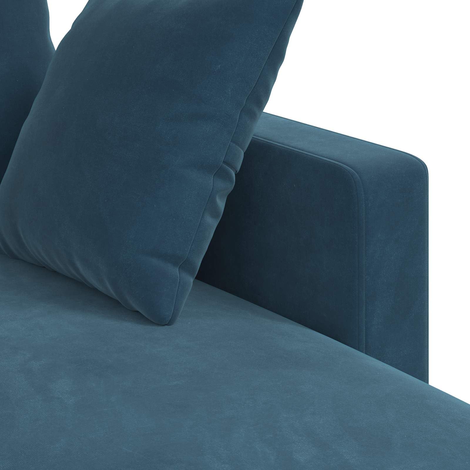 Divano blu 178 x 134 x 80 cm in velluto con telaio in metallo e braccioli in legno, piccolo divano ergonomico per soggiorno e lounge mobili esterni, comodo divano per momenti di relax