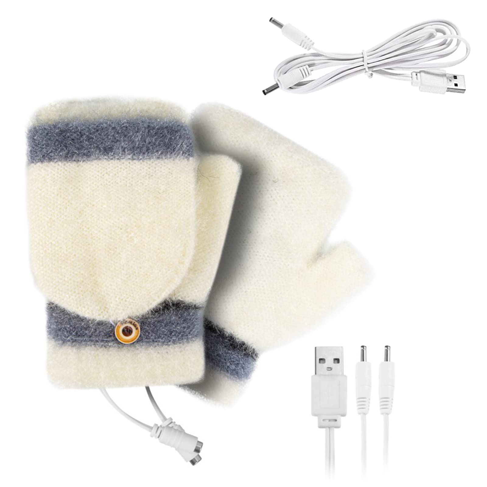USB verwarmde handschoenen, verwarmende wanten handwarmers voor vrouwen, winter elektrische verwarmende handschoenen gebreide verwarming handen vol en half vingerloos wasbaar, voor laptop gaming typen