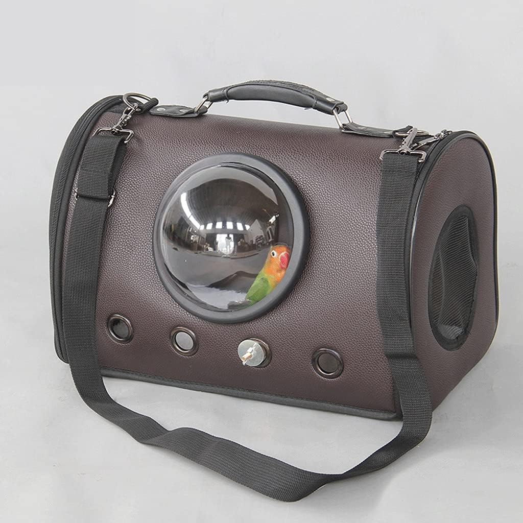 YYDS Bird Parrot Travel Bag Textured Lightweight Bird Carrier Small Bird Travel Cage Carrier with Steel Bowl and Standing Stick (Color : Brown)