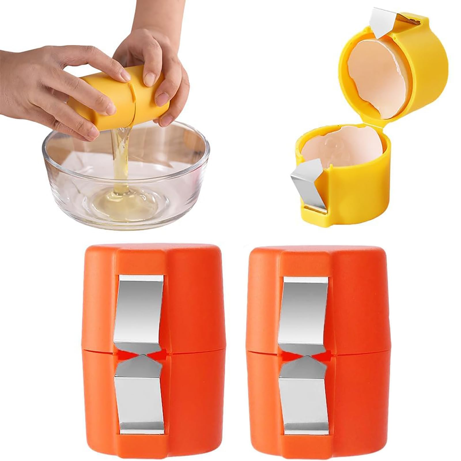 2PCS Eggs Stainless Steel Egg Cutter Egg Cracker Tool for Raw Eggs,Quickly Cutting Off Cooked Eggs,Egg Cutter Topper, Portable Egg Opener,Egg Cracker Separator Tool,Egg Breaker Tool for Home Kitchen
