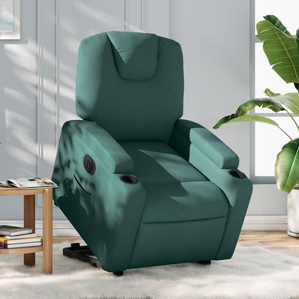 Homgoday Relaxsessel mit Aufstehhilfe Elektrisch Fernsehsessel Relaxsessel mit Liegefunktion, Aufstehsessel Seniorensessel Polstersessel Ruhesessel TV Sessel für Wohnzimmer Stoff Dunkelgrün