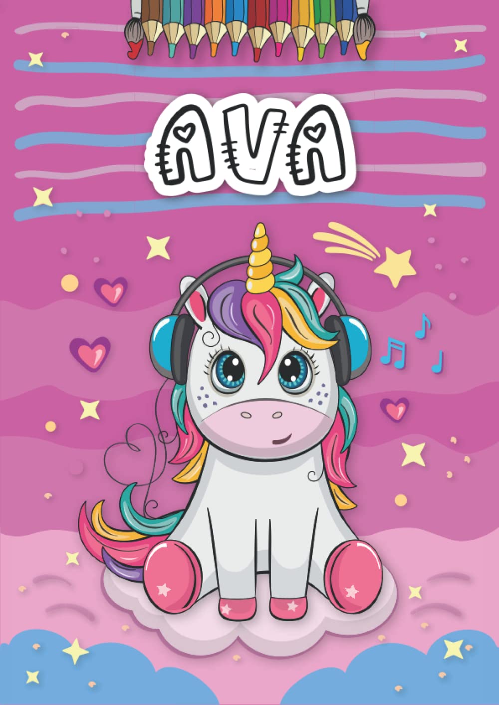 Independently published Ava: Livre de coloriage personnalisé pour Ava | Licorne | Cadeau d'anniversaire pour fille ... | 4 à 8 ans | 25 motifs de licorne avec le prénom Ava, Grand format A4 (21 x 29.7 cm)