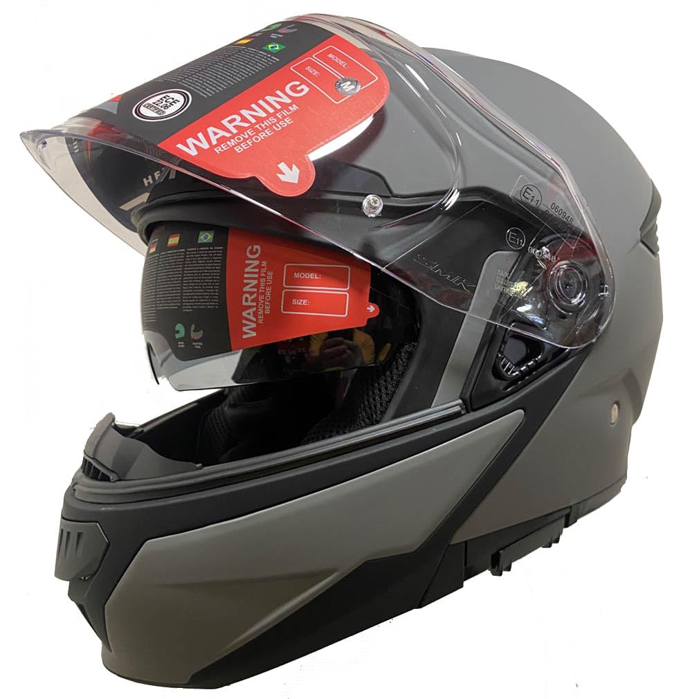 Casco de Moto Modular SMK Gullwing Abatible con Visor Solar Gris Mate - Homologado P/J ECE 22.06 - Designed