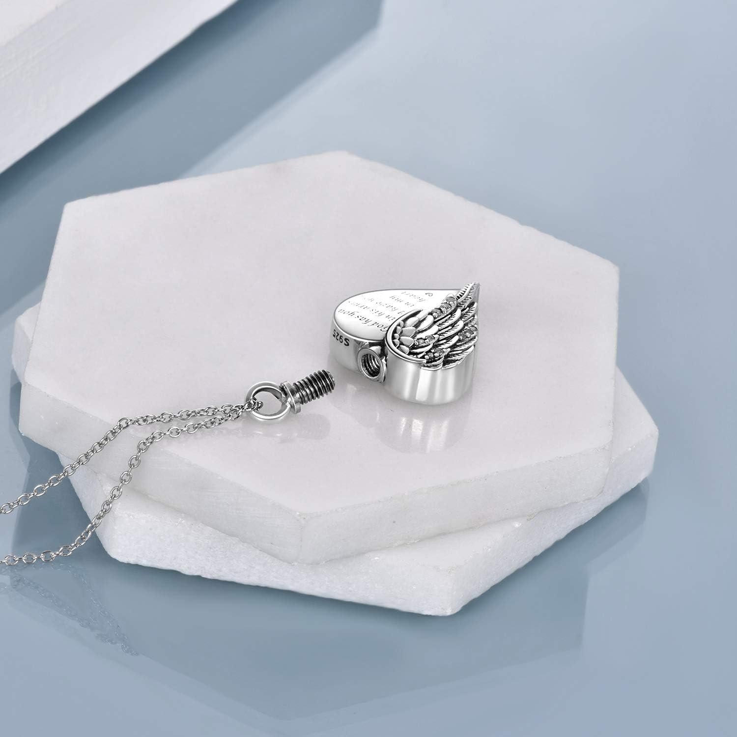 YFN Urn Necklaces for Ashes Sterling Silver Heart Urn Necklaces for Ashes Cremation Memory Jewelry for Women Men