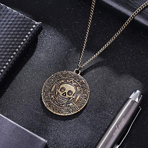 LUREME® Inspired by Pirates of The Caribbean Movies Cursed Aztec Coin Medallion Necklace Skull Necklace(01003817)4