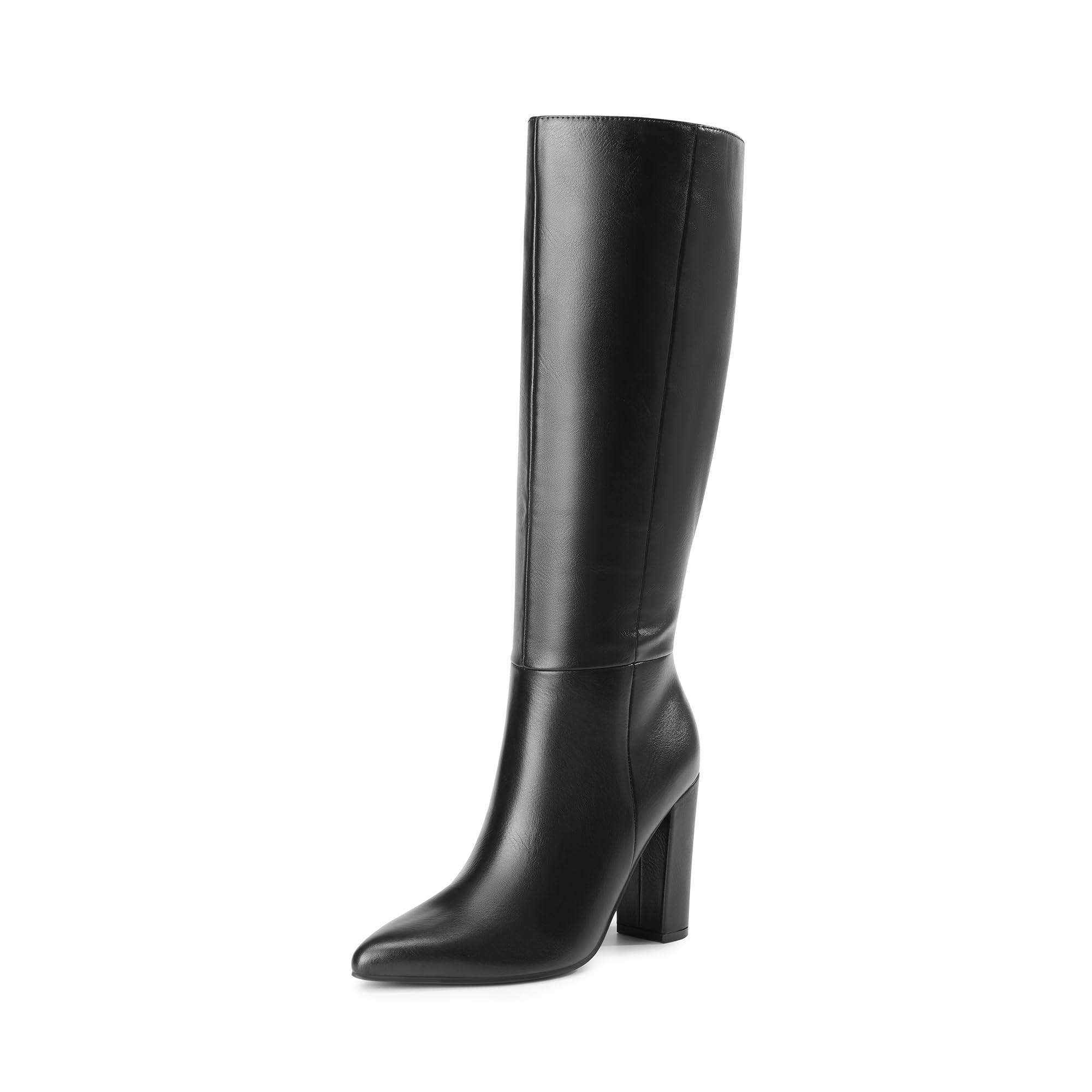 DREAM PAIRS Knee High Boots Women Chunky Heel Pointed Toe Tall Boots for Women Side Zipper Long Boots