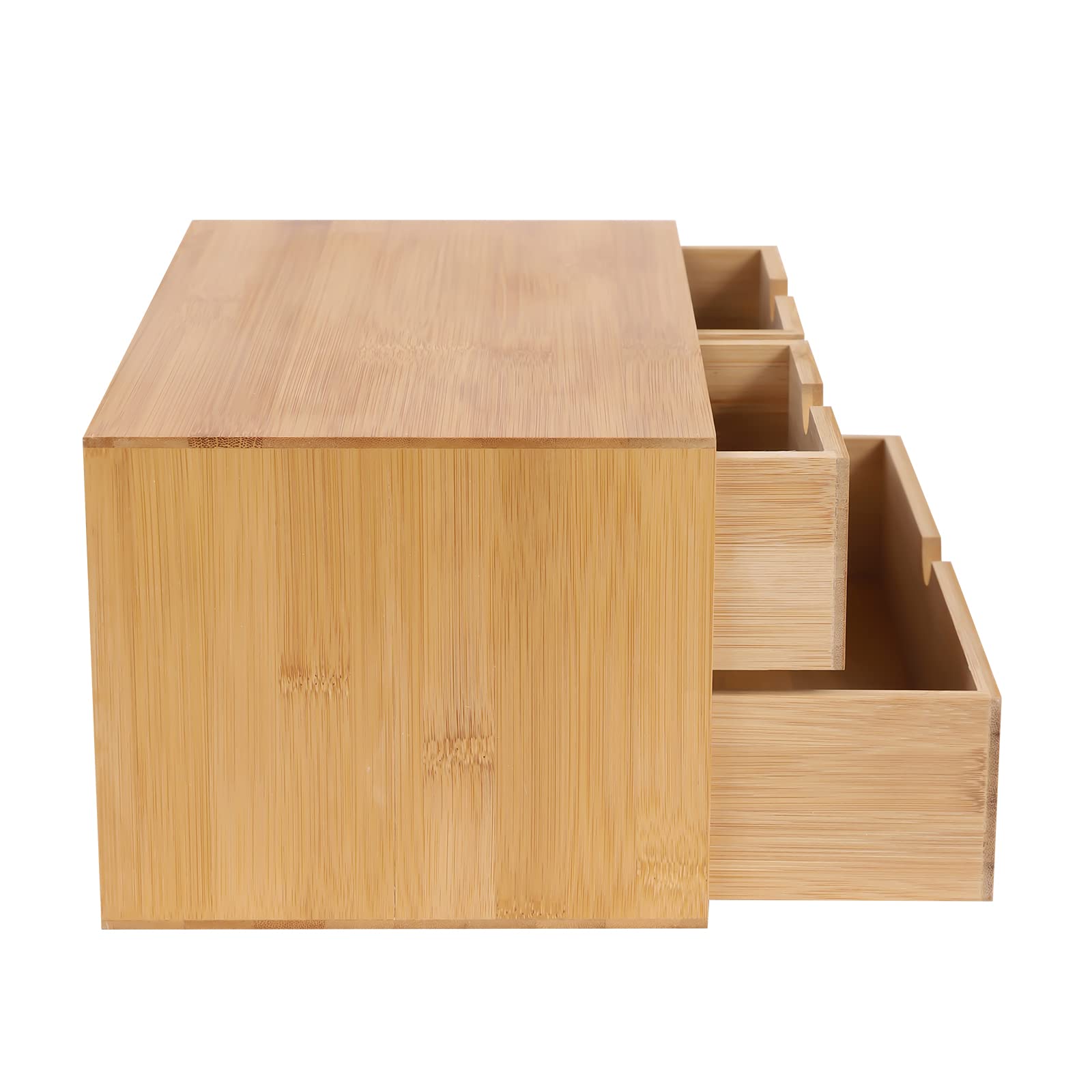 Organizzatore da scrivania in bambù per ufficio, cassetti, casa, tablet, scrivania, scrivania, sistema di organizzazione, porta oggetti scrivania (3 cassetti, due superiori, uno inferiore)