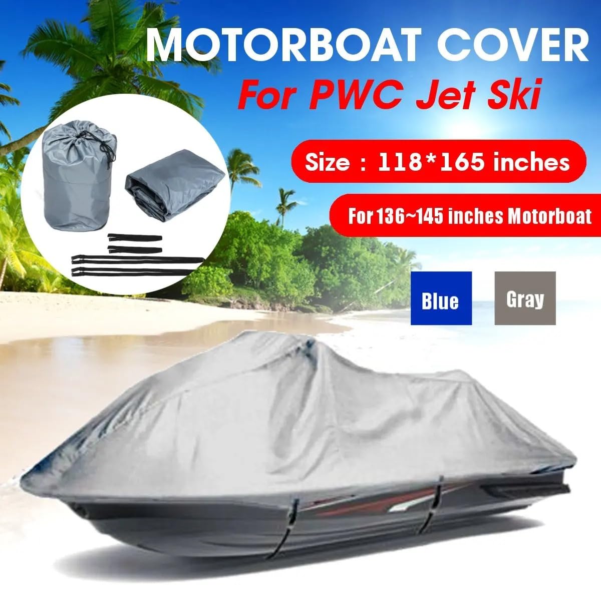 Copertura per Barca Telo copribarca impermeabile 4,2x3 m 210D Oxford per trasporto motore fuoribordo jet ski, cofano motore protettivo accessori barca(Gray)