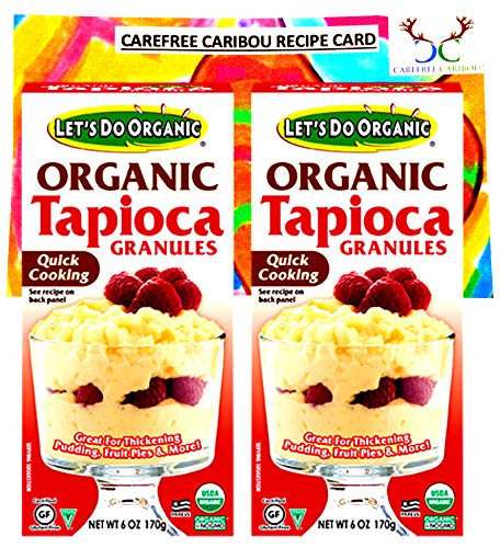 Organic Tapioca Granules Bundle. Includes Two (2) 6oz Packages of Let's Do Organic Tapioca Granules and a Tapioca Recipe Card from Carefree Caribou! All Natural, Gluten Free & Vegan!